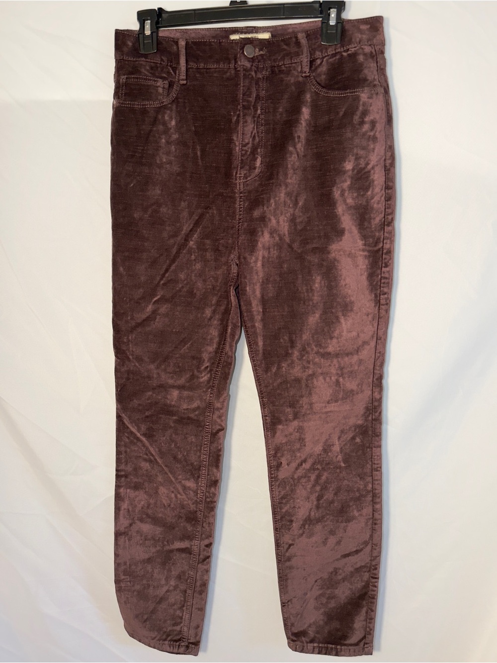 Free People "Cyndi" High-Rise Stretch Velvet Skinny Pants